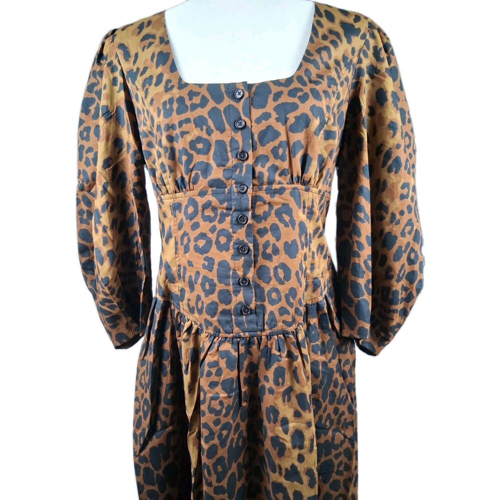 Leopard Animal Print Belted Midi Dress Tuckernuck Graciela Women's Size 8 NWT - Picture 4 of 16